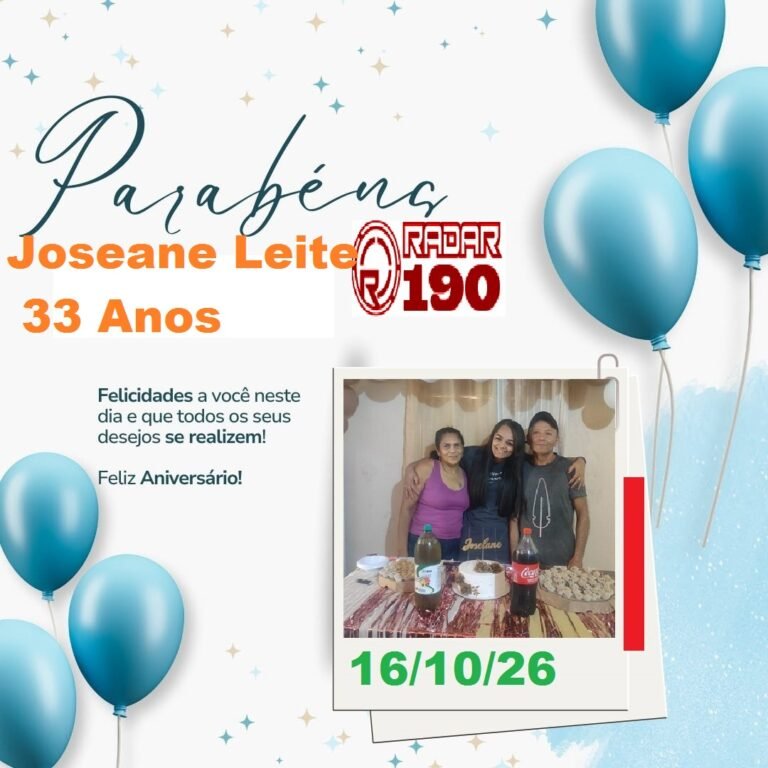 IMPRENSA DO PORTAL TV RADAR 190 PARABENIZA A JOVEM JOSEANE LEITE PELA PASSAGEM DO SEU ANIVERSARIO 33 ANOS